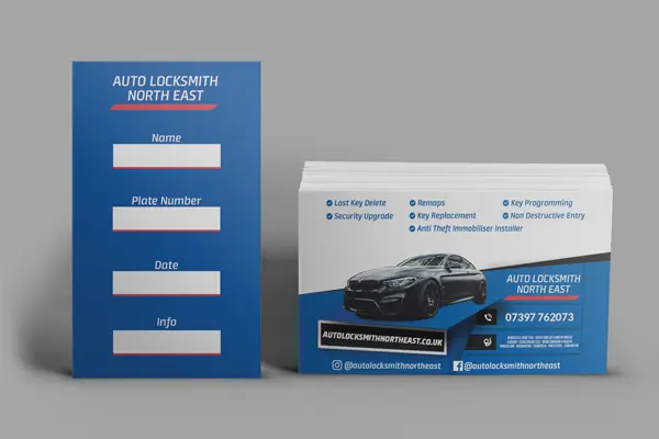Carte de Vizita Auto Locksmith North East UK – Design Profesional